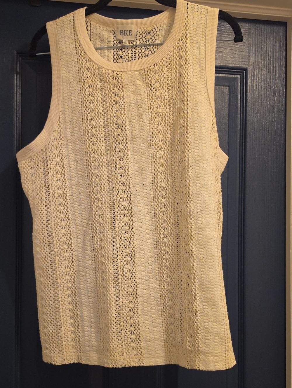 BKE Cream Open-Knit Sleeveless Tank